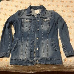 LuLaRoe Blue Embroidered Denim Jean Jacket Timeless Style
